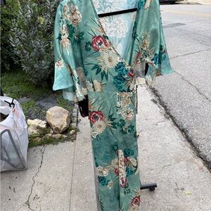 BySi Collection Floral Wrap Wide Leg Jumpsuit